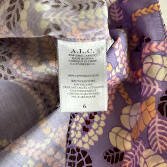 A.L.C. Rosanna Purple Paisley Print Cotton Mini Dress Women’s Size 6 - Picture 6 of 8